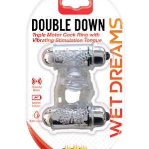 WET DREAMS DOUBLE DOWN DUAL MOTOR COCK RING W POWER BULLET & STIMULATOR TONGUE W MOTOR