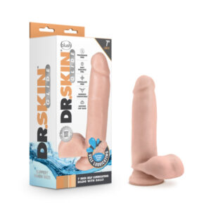 DR. SKIN GLIDE 7IN SELF LUBRICATING DILDO W BALLS VANILLA