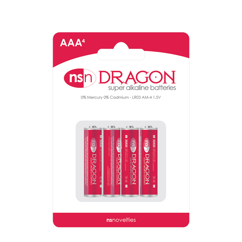 DRAGON 4PK ALKALINE AAA BATTERIES Iniquities Fetish Boutique